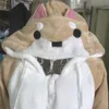Harajuku japanische Kawaii Hoodies Frauen Sweatshirts mit Ohren süße Doge Muco Winter Plüsch schöne Muco! Anime Kapuzenpullover 201203
