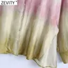 Zevity Femmes Vintage Multi Couleur Tie Dyed Imprimer Casual Chemises À Poitrine Lâche Femme Kimono Blouse Roupas Chic Smock Tops LS9042 210603