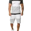 Herr tee polo tracksuit 2 stycken män set manliga kläder sportkläder set fitness sommartryck män shorts och t -shirt herr casual kostym 6xl