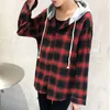 Sweats à capuche pour femmes Sweatshirts Femmes à manches longues boutonné à capuche Plaid décontracté ample zippé à capuche Patchwork Harajuku Sudaderas veste