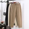 Karsany vintage beige broek voor vrouwen herfst harem casual broek katoenen vrachtbroek vrouwen kaki streetwear herfstbroek 201012