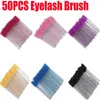 Makeup Brushes 50pcs Disposable Eyelash Eyebrow Brush Professional Beauty Tool Crystal Eye Lashes Extension Mascara Wands Spoolie