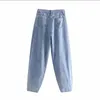 Catonatoz 2249 Blue Denim Pants Woman High talia Spodnie haremowe luźne dżinsy plus rozmiar spodni swobodne streetwearne dżinsy 210302