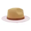 Модный верблюд и розовый цвет соответствия Fedora Hat Sombrero Панама почувствовал джазовую крышку женскую лоскутное вечеринка формальная шапка с коричневым поясом