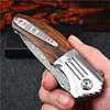 1Pcs High Quality Flipper Folding Knife VG10 Damascus Steel Drop Point Blade Rosewood + Stainless Steels Handle EDC Pocket Knives