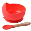 Baby Tableware 2pcs Kids Feeding Nonslip Bowl Waterproof Spoon Crockery Bpa Silicone Dishes for Plate 3NNH3072478