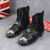 Rivets, Leather Boots, High Men's 2021autumn/winter , Middle Tube Iron Toe Zapatos Hombre B34 988