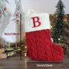 Kerst Breien Sneeuwvlok Brief Kous Xmas Tree Hanger Candy Gift Sock Bag Festival Party Decor Home Desktop Ornamenten Lle9974