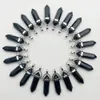 자연석 크리스탈 기둥 매력 검은 색 오닉스 오팔 로즈 쿼츠 차크라 펜던트 DIY 목걸이 귀걸이 만들기