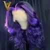 Perruques en dentelle mettre en évidence bleu violet 13x4 perruque frontale Ombre couleur cheveux humains pour les femmes brésiliennes Remy vague de corps avant