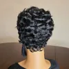 Parrucca di capelli umani brasiliani ricci corti Colore nero naturale Bob Nessuno Parrucche anteriori in pizzo per donna 150 Densità Abbigliamento quotidiano