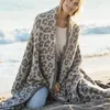 Blankets Half Wool Sheep Blanket Knitted Leopard Plush Dream2750605