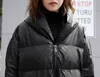 [EAM] Kış Kapüşonlu Uzun Kollu Katı Renk Siyah Pamuk-Yastıklı Sıcak Gevşek Büyük Boy Ceket Kadın Parkas Moda JD12101 210923