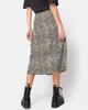 女性サマースプリットヒョウスカートブラックファッションロングスカート