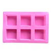 6 Grids Square Cake Baking Moulds DIY Ice Cream Cheese Chocolate Silicone Mould Reusable Cold Soap Mold Kitchen Bar Bake Tool BH5378 WLY