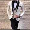 Neueste Mantelhose Designs Weiße Männer Anzüge für Hochzeitsanzug Männer Bräutigam Blazer Tuxedo Slim Fit Kostüm Pour Hommes Terno Masculino X0608