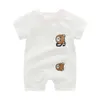 Nyfödda unisex kläder kort ärmbjörn baby rompers sommar spädbarn pyjamas bomull mjuk pojkegirls jumpsuit kostym kroppsdräkt