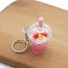 6 PCS Cute fruit ice cream keychain mini simulation ice cup student couple bag pendant doll machine toy G1019