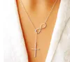 Infinity Cross Кулон Ожерелья Свадьба Событие 925 Серебристая цепочка Элегантные Ювелирные Изделия для Женщин Дамы