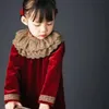 Autumn and Winter Lace Dresses Ins Golden Velvet Baby Photographic Portrait Dresses Girls Christmas Dress Elegant Q0716