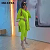 CM.YAYA Active Sweatsuit Two 2 Piece Set for Women Fall Winter Fitness Outfits Flare Sleeve Tops + Pants Set Street Tracksuit Y0625