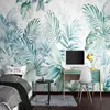 Anpassad väggmålning Modern 3D handmålad nordisk akvarell tropisk växt lämnar väggmålning vardagsrum Papel de Parede