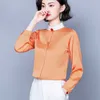 Camicie da donna coreane in seta Camicette a maniche lunghe Office Lady Camicia bianca in raso Top Plus Size Blusas Femininas Elegante 210531