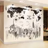 [SHIJUEHEZI] Weltkarte Wandaufkleber DIY Gebäude Wandtattoos für Wohnzimmer Büro Haus Dekoration Muurstickers Zubehör 210310