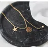 Titanium With 18K Gold Good Luck Star Choker Necklace Women Jewelry Designer T Show Runway Gown Rare INS Japan Korean Fashion Q0531