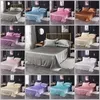 Hela sängkläder sätter lyx Satin Silkvit platt platta Silky Queen King Bed Sheets For Women Men 1317 T24843479