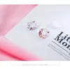 Marque originale ronde rose fleur zircon boucles d'oreilles mode charme véritable 925 argent sterling bijoux fins cadeau coréen 210707