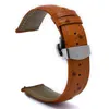 Titta på band Watchband First Layer Double-Sided Leather Strap 20mm 22mm Band rostfritt stål Butterfly Clasp Ostrich mönster264r