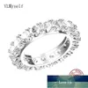 Real 925 Sterling Silver Rings Stunning Full 2/3/4mm Shiny Zirconia Engagement Jewellery Eternity Promise Tennis Wedding Jewelry Factory price expert design