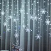Rideau de décoration de Noël Flocon de neige LED Guirlandes lumineuses clignotantes étanche fête en plein air Y201020