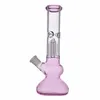 Pink Glass Bong Водопроводная труба для курения воды Трубы с 4-оможными деревами Фильтр для деревьев Соты Перваколятор Рециркулируйте масляные буровые установки 14 мм Мужской сустав