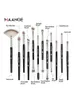 Makeup Brushes MAANGE 12PCS BRSCHE BROSSE GOIE WOODED POIRE FEUILLE FEUILLE FEUSES SOLES FEMMES DE BEAUTÉ TOLLES NATUREL