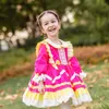 Bebé menina manga comprida vintage espanhol turco bola vestido crianças outono inverno rosa vermelho lolita princesa vestido para criança meninas 210615