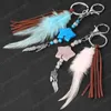 Natural Sonho Catceiro Chaveiros Penas Azul Tassel Pentagrama Keyring Para Carro de Parede Suspensão Decoração Amuleto Boho Jóias