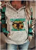 Mode femmes impression sweats à capuche lettre imprimé léopard boutons à capuche taille plue pull Streetwear