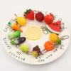 Keychains schattige simulatie eten fruit aardbei sleutelhanger ketting ring oranje tas hanger creatief klein cadeau meisje hart