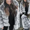 Puszysty płaszcz dla kobiet zimowa kurtka futra moda gęsta ciepłe płaszcze płaszcza żeńska impreza swobodna