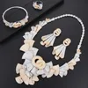 Oorbellen ketting larrauri 4pcs prachtige volledige kubieke zirkoon boem bloemen sieraden sets luxe performance bruids bruiloft voor vrouwen