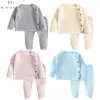 Undefinierte Kleidungssets Winter Frühling Lässige Baby Mädchen Jungen Kleidung Neugeborene Strickpullover Tops + Hose Home Wear Pyjamas 210309