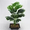 50cm 18Fork大型人工植物プラスチックカメの木の葉の植物屋内装飾715 K2のための偽のモンステラの枝熱帯の緑の植物