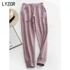 LYZCR Autumn Women's Pants Trousers Loose Female Harem For High Waist Sweatpants Black Elastic Pant 211115