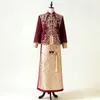 Oriental Xiuhe Suit Gentlemen Bridegroom Chinês Vestido Robe Torrada Torrada Roupas Champanhe Red Jacket + Saia