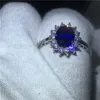 Royal Jewelry Princess 100 Ring aus echtem 925er-Sterlingsilber, blauer 5A-Zirkon-Cz-Verlobungsring, Ehering für Damen, Bridal56511767424826