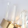 Kristall-Wandleuchte für Schlafzimmer neben goldenen Wandleuchten, AC 90–260 V, Badezimmer-LED-Wandleuchte