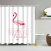 Flamingo Shower Curtains Tropical Plant Leaves Flower Funny Animals Bird Pattern Print European Style Bathroom Hanging Decor Set 211116