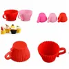 NEWNEW Soft Ronde Siliconen Cakevorm met Handvat Muffin Chocolade Siliconen Mold Cupcake Liner Bakken Cup Schimmel Ei Taart Cup EWF6538